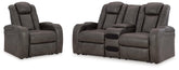 Best Deals Furniture - Ashley Furniture - Fyne-Dyme Power Reclining Loveseat and Recliner - Power Reclining Loveseat and Recliner - 36602U4