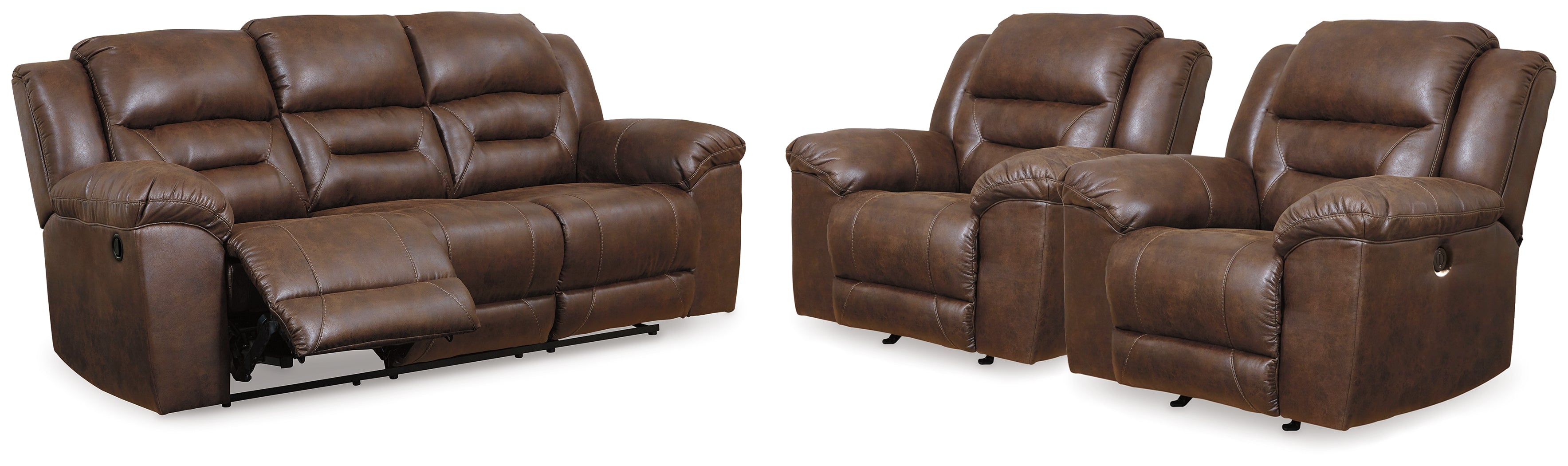 Best Deals Furniture - Ashley Furniture - Stoneland Reclining Sofa and 2 Power Recliners - Reclining Sofa and 2 Power Recliners - 39904U6
