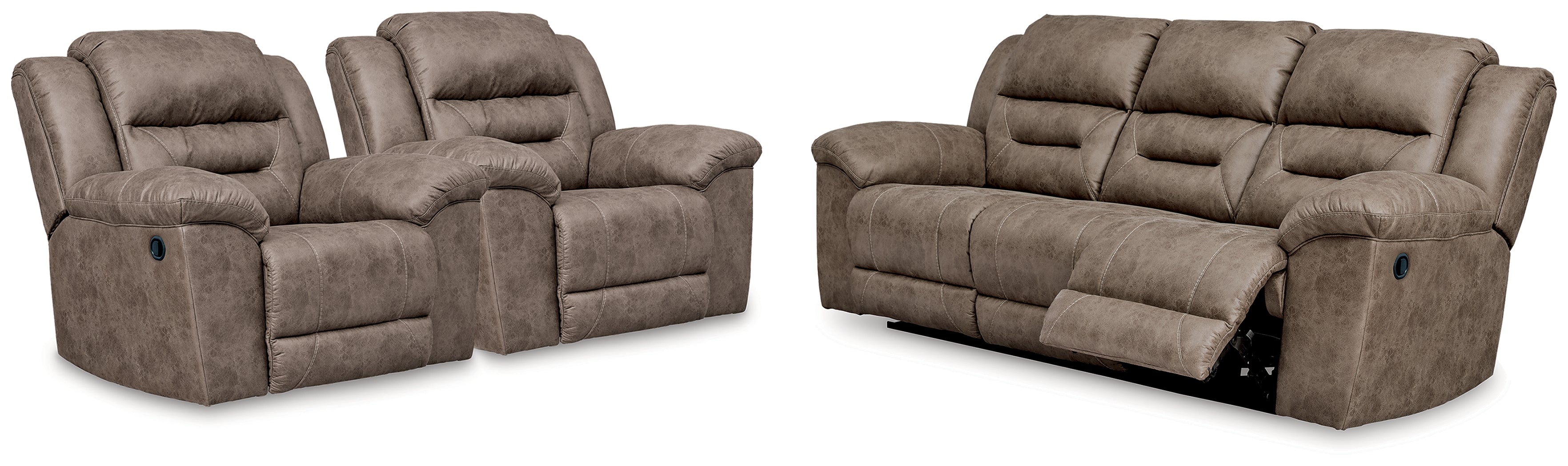 Best Deals Furniture - Ashley Furniture - Stoneland Reclining Sofa and 2 Recliners - Reclining Sofa and 2 Recliners - 39905U8
