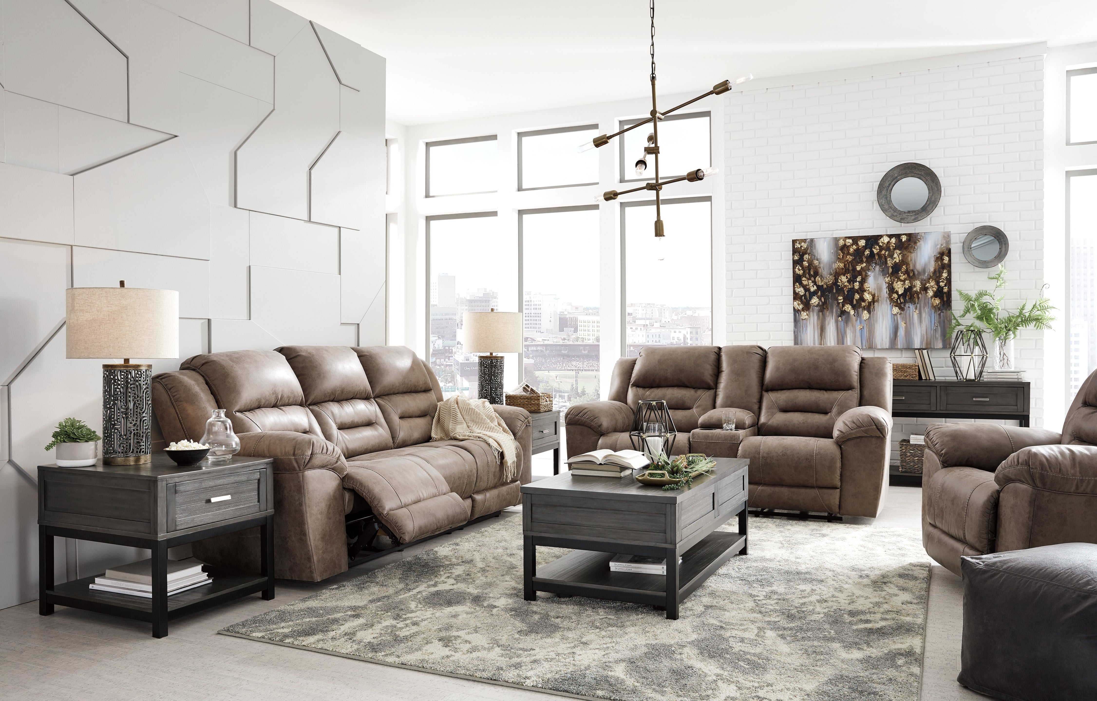 Best Deals Furniture - Ashley Furniture - Stoneland Reclining Sofa, Loveseat and Recliner - Reclining Sofa, Loveseat and Recliner - 39905U6