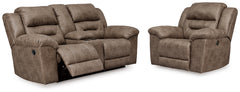 Best Deals Furniture - Ashley Furniture - Stoneland Reclining Loveseat and Power Recliner - Reclining Loveseat and Power Recliner - 39905U2