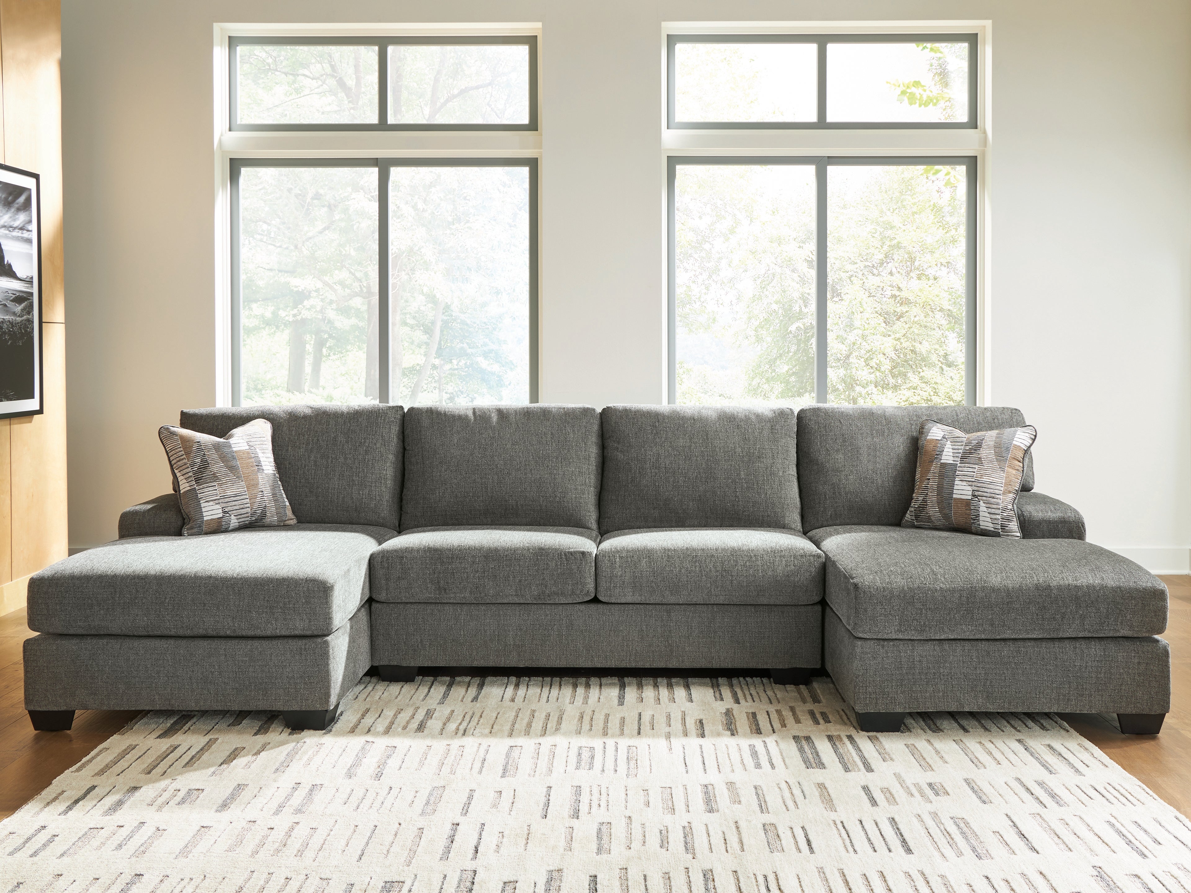 Best Deals Furniture - Ashley Furniture - Clarington 3-Piece Sectional with Double Chaise - RAF 3-Piece Sectional with Double Chaise - PC48405S3