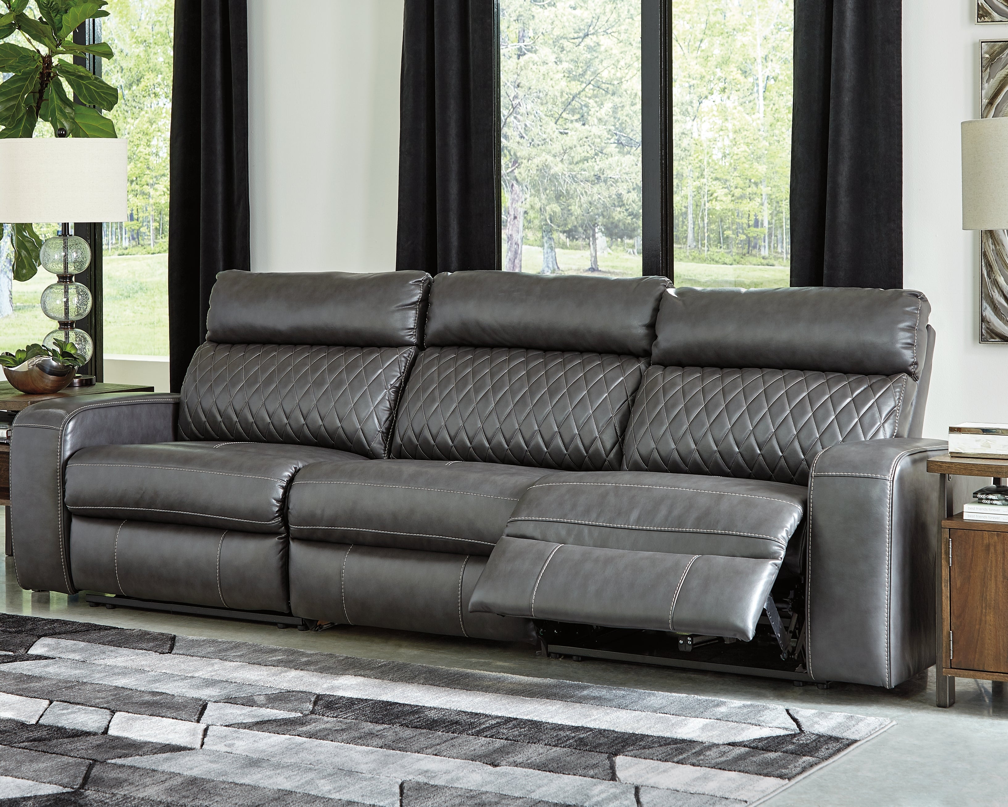 Best Deals Furniture - Ashley Furniture - Samperstone 3-Piece Power Reclining Sectional Sofa - 3-Piece Power Reclining Sectional Sofa - 55203S4