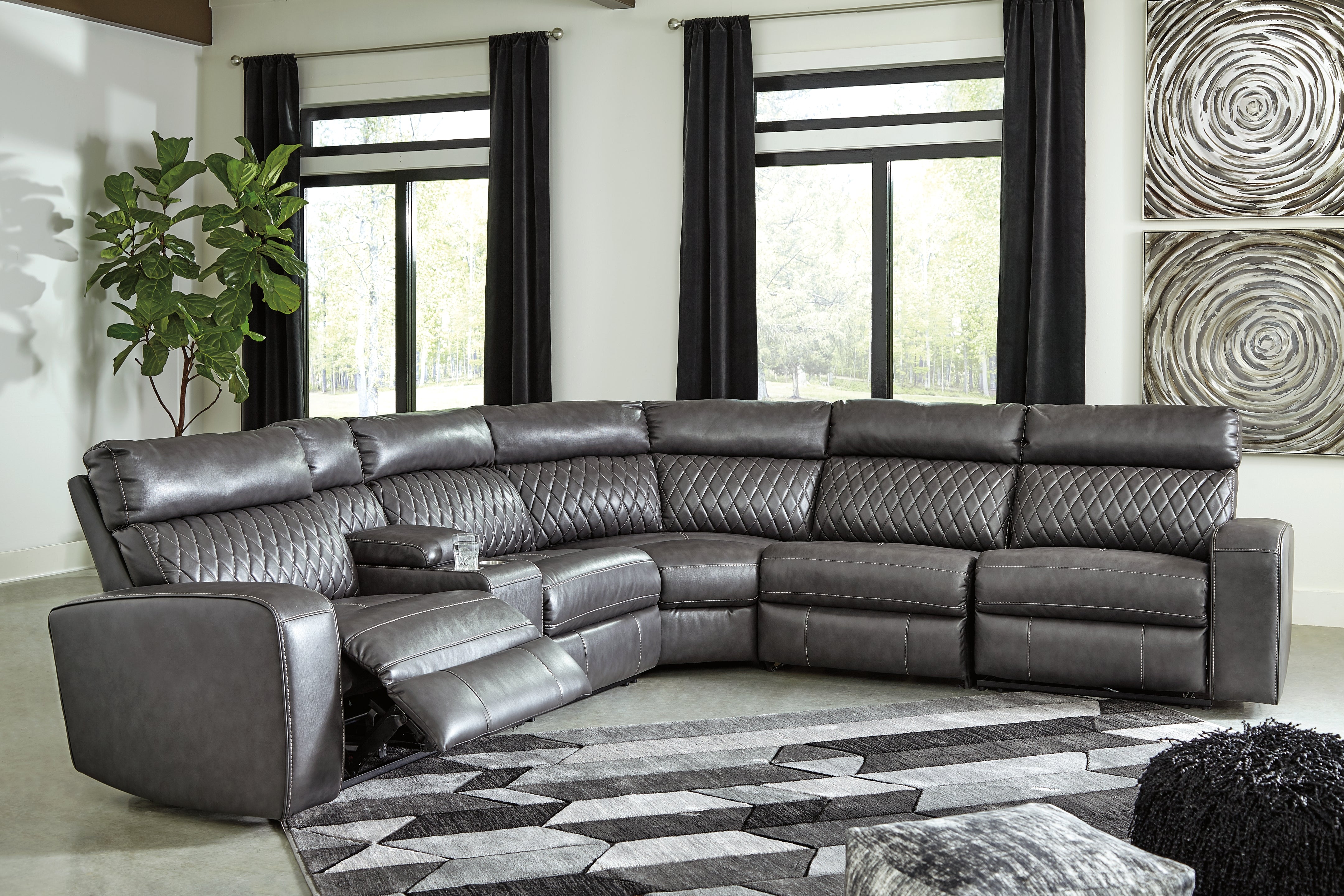 Best Deals Furniture - Ashley Furniture - Samperstone 6-Piece Power Reclining Sectional - 6-Piece Power Reclining Sectional - 55203S2