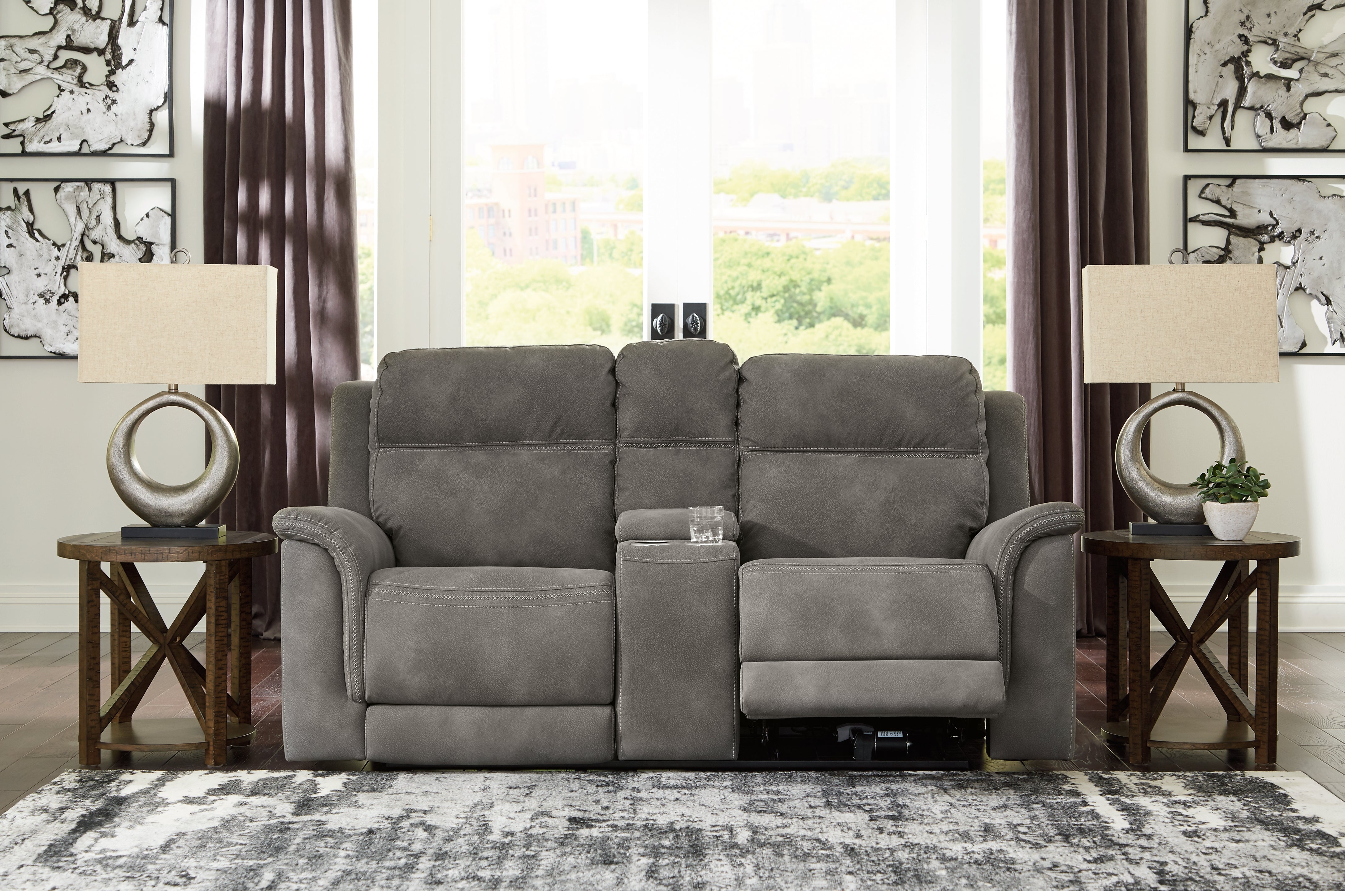 Best Deals Furniture - Ashley Furniture - Next-Gen DuraPella Power Reclining Loveseat with Console - PWR REC Loveseat/CON/ADJ HDRST - 5930118