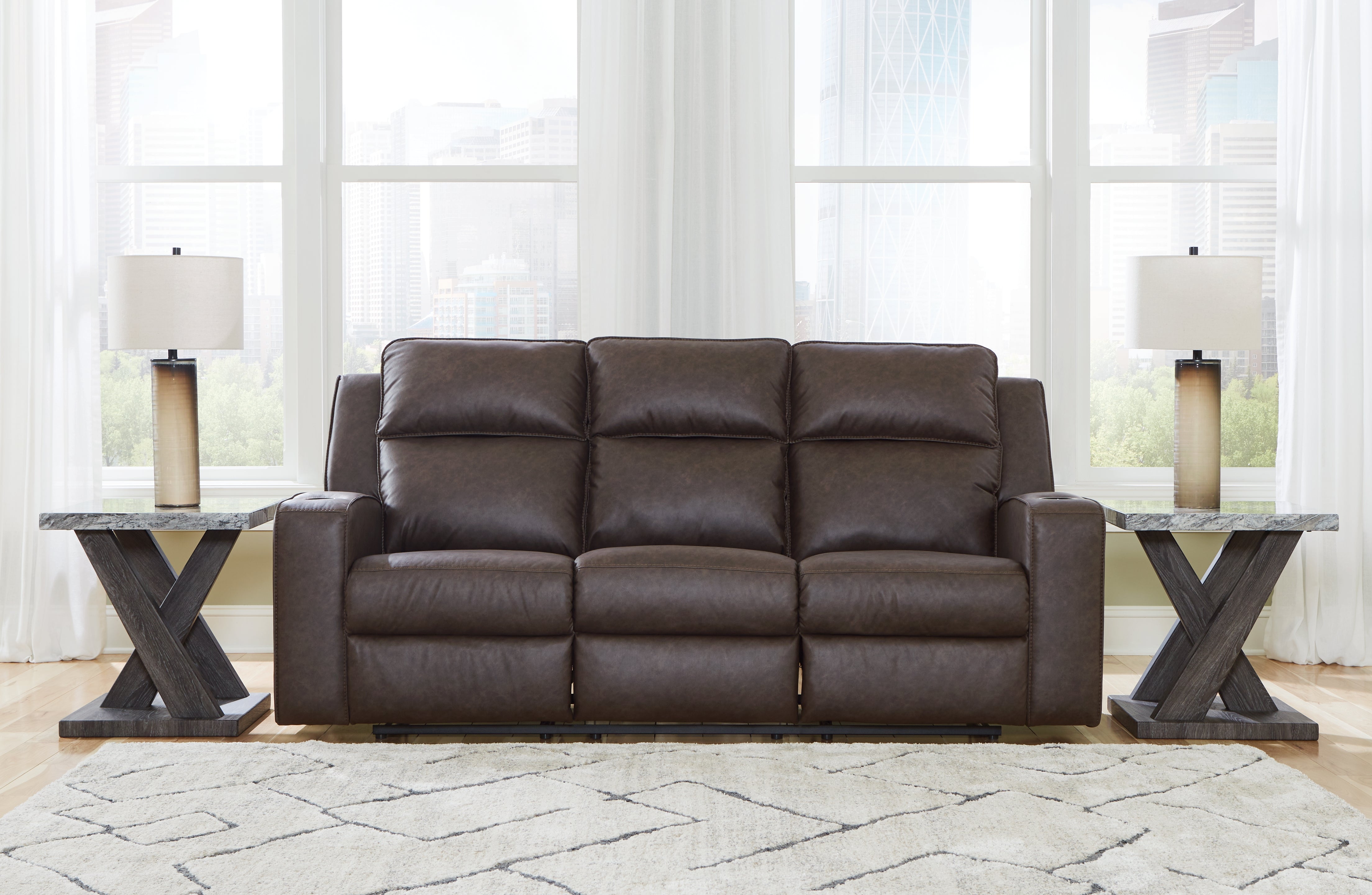 Best Deals Furniture - Ashley Furniture - Lavenhorne Reclining Sofa with Drop Down Table - REC Sofa w/Drop Down Table - 6330689