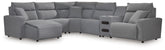 Best Deals Furniture - Ashley Furniture - ModMax II 6-Piece Reclining Sectional with Chaise and Audio Console - 6-Piece Reclining Sectional with Chaise and Audio Console - 65906S29