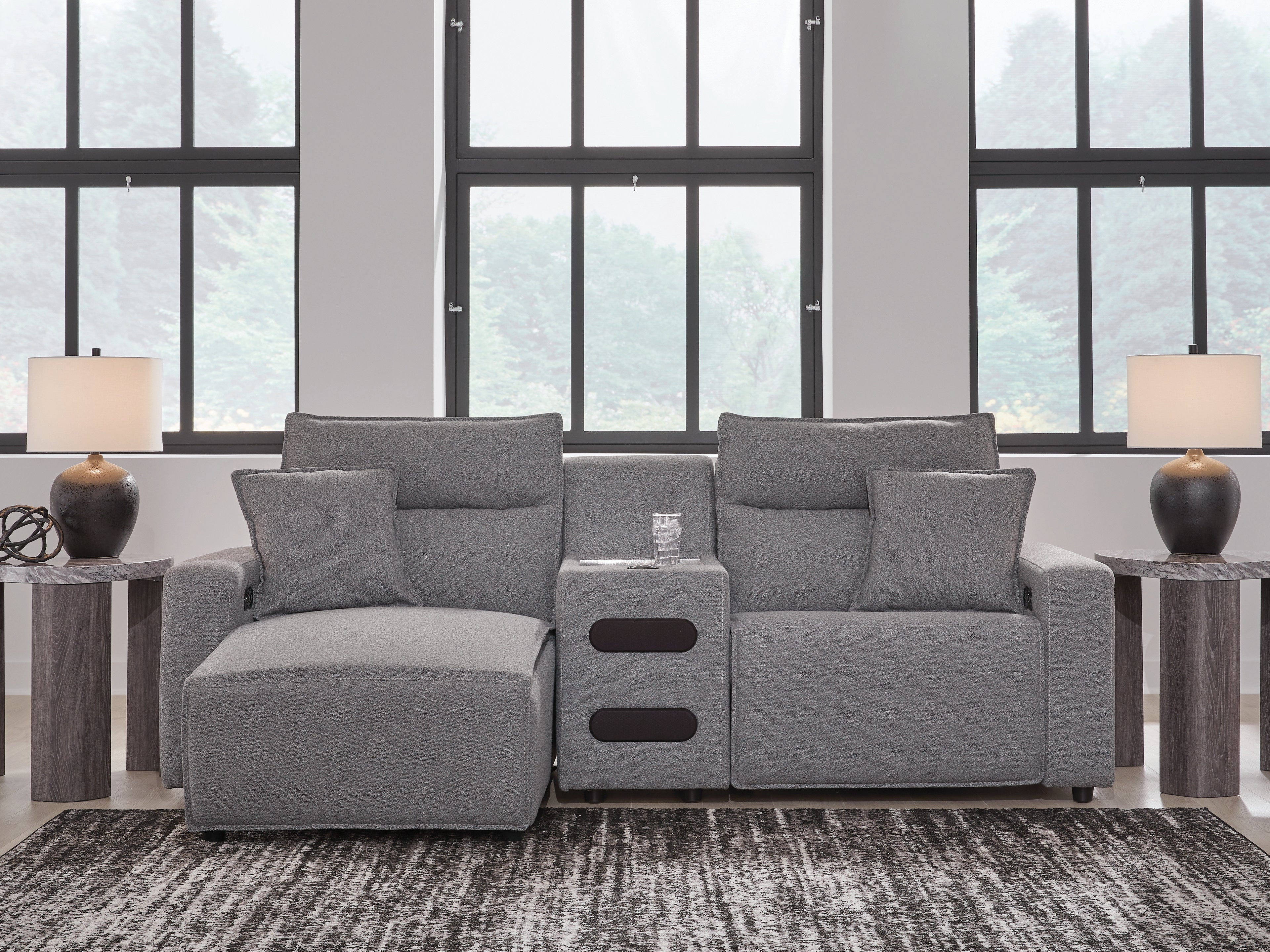 Best Deals Furniture - Ashley Furniture - Modmax II 3-Piece Power Reclining Sectional with Chaise and Audio Console - 3-Piece Power Reclining Sectional with Chaise and Audio Console - 65906S18