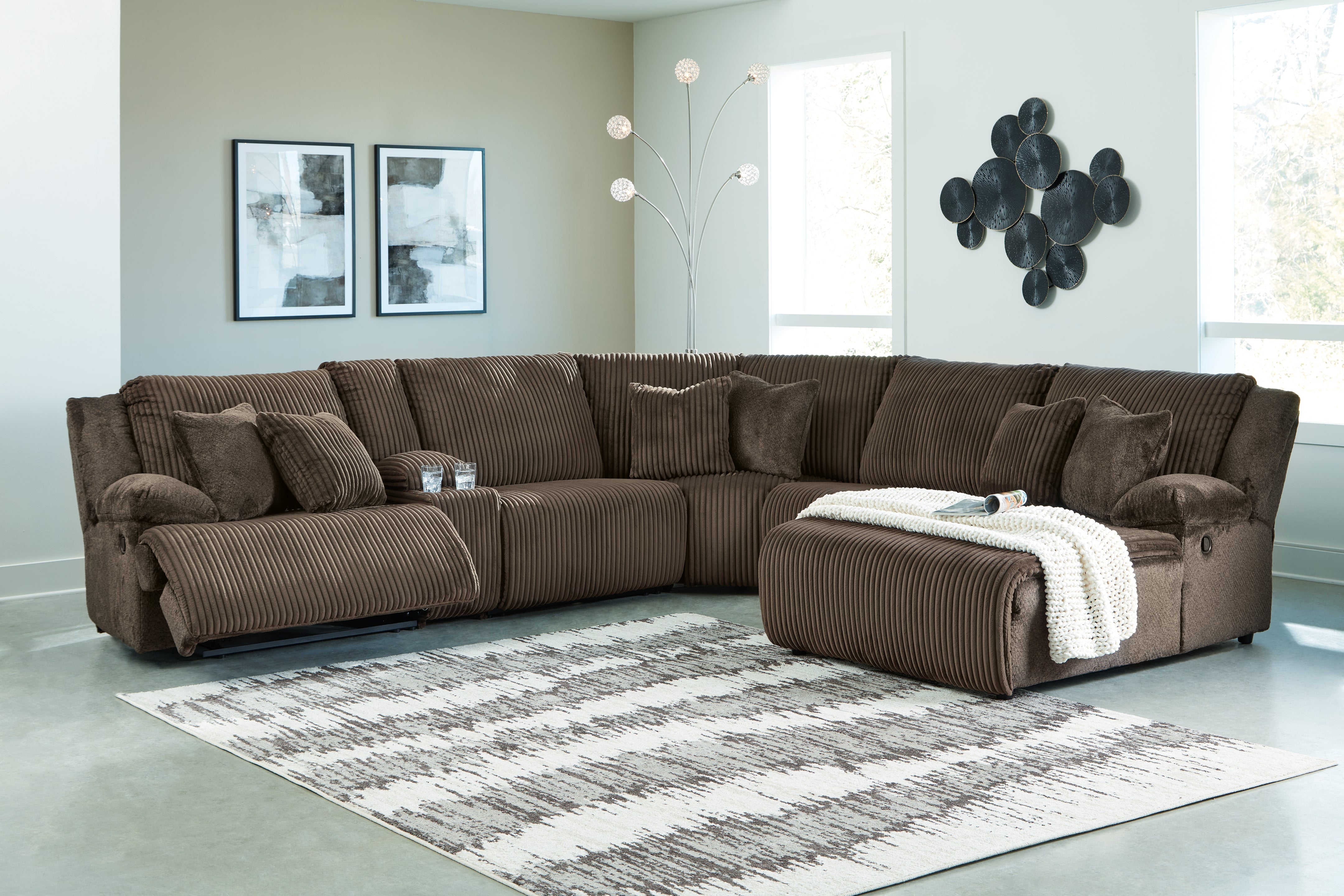 Best Deals Furniture - Ashley Furniture - Top Tier 6-Piece Reclining Sectional with Chaise - 6-Piece Reclining Sectional with Chaise - 92705S1