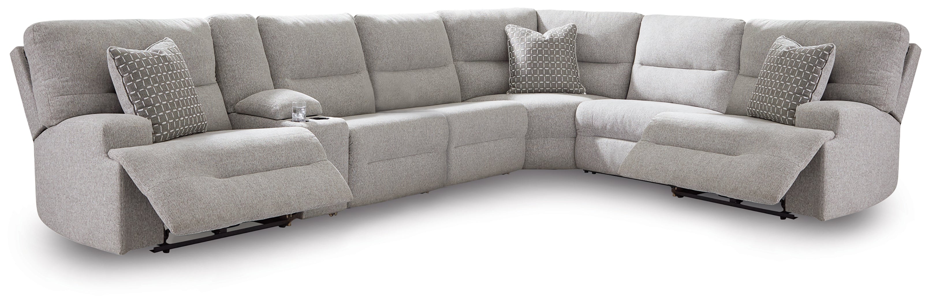 Best Deals Furniture - Ashley Furniture - Acklen Place 7-Piece Power Sectional Reclining Sofa with Storage Console - 7-Piece Power Sectional Reclining Sofa with Storage Console - 93605S20