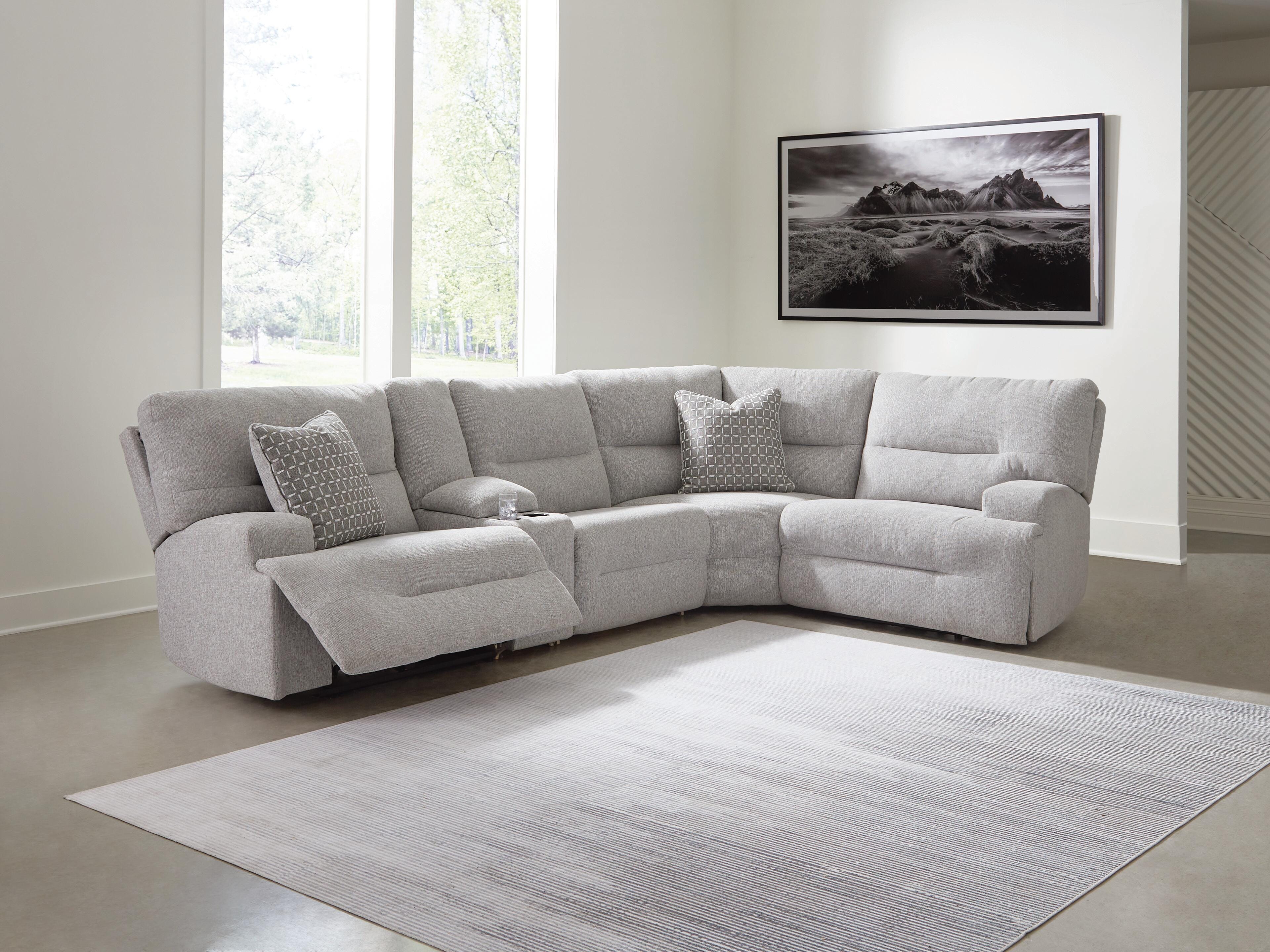 Best Deals Furniture - Ashley Furniture - Acklen Place 5-Piece Power Reclining Sectional with Storage Console - 5-Piece Power Reclining Sectional with Storage Console - 93605S19