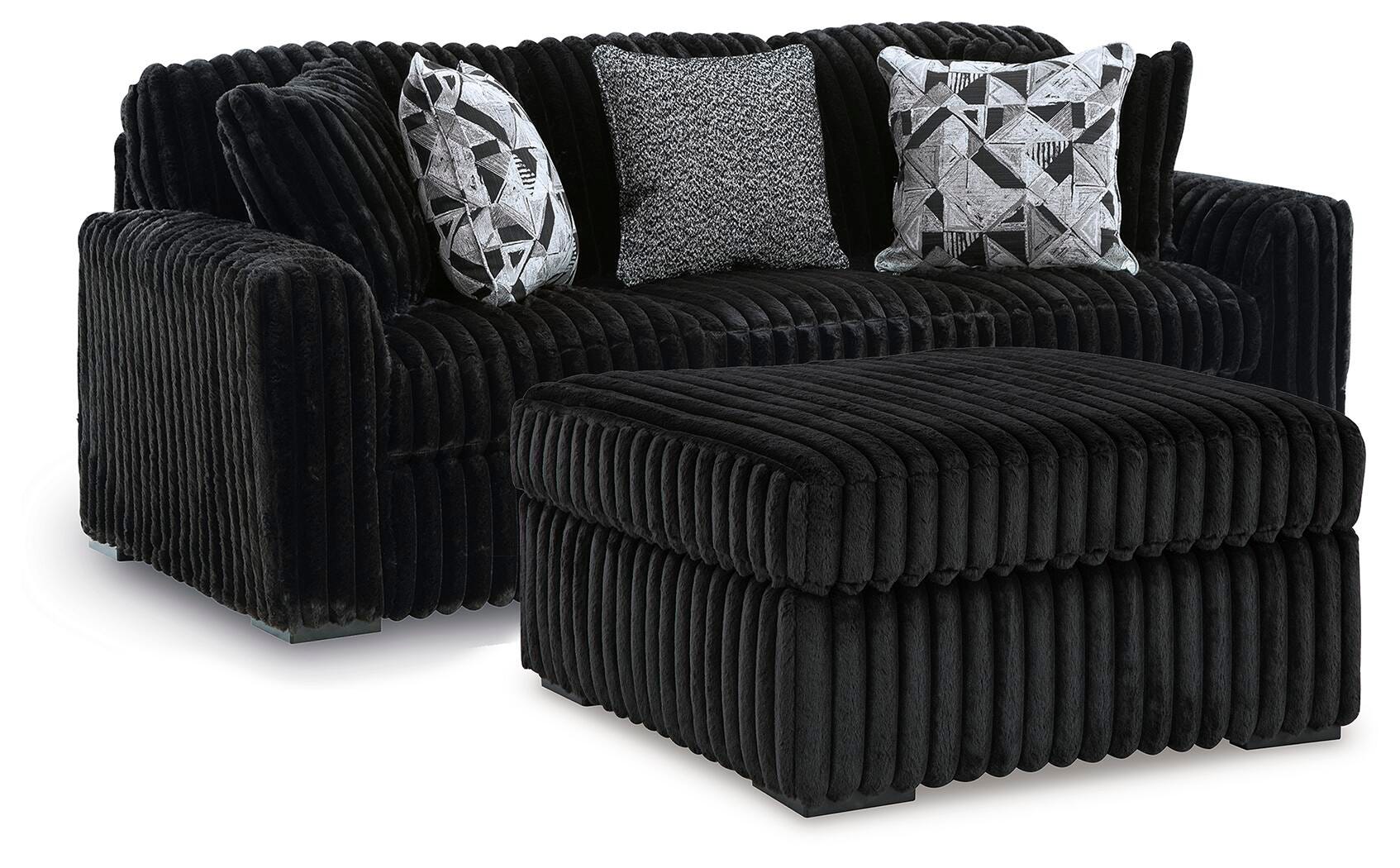 Best Deals Furniture - Ashley Furniture - Midnight-Madness Sofa and Oversized Ottoman - Sofa and Oversized Ottoman - 98103U16