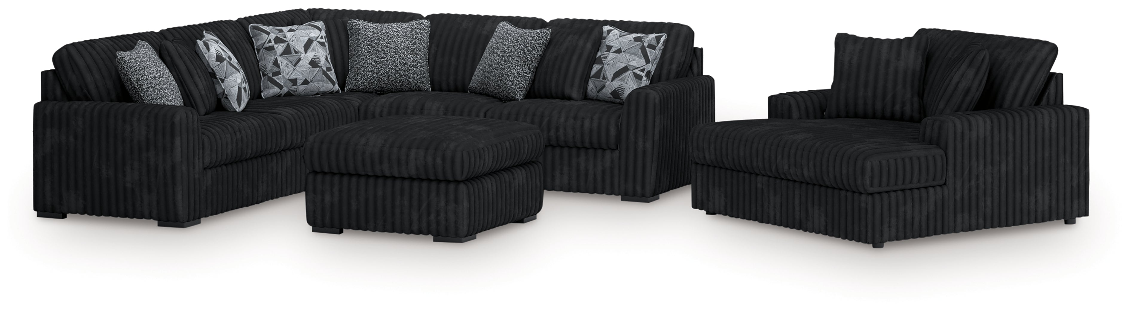 Best Deals Furniture - Ashley Furniture - Midnight-Madness 3-Piece Sectional, Chaise and Oversized Accent Ottoman - 3-Piece Sectional, Chaise and Oversized Accent Ottoman - 98103U1