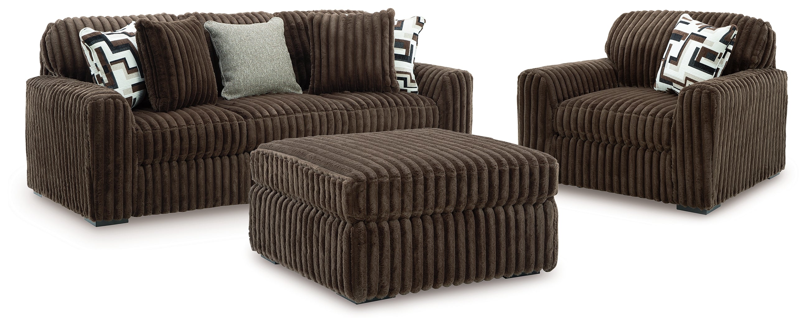 Best Deals Furniture - Ashley Furniture - Midnight-Madness Sofa, Oversized Chair and Accent Ottoman - Sofa, Oversized Chair and Accent Ottoman - 98104U4