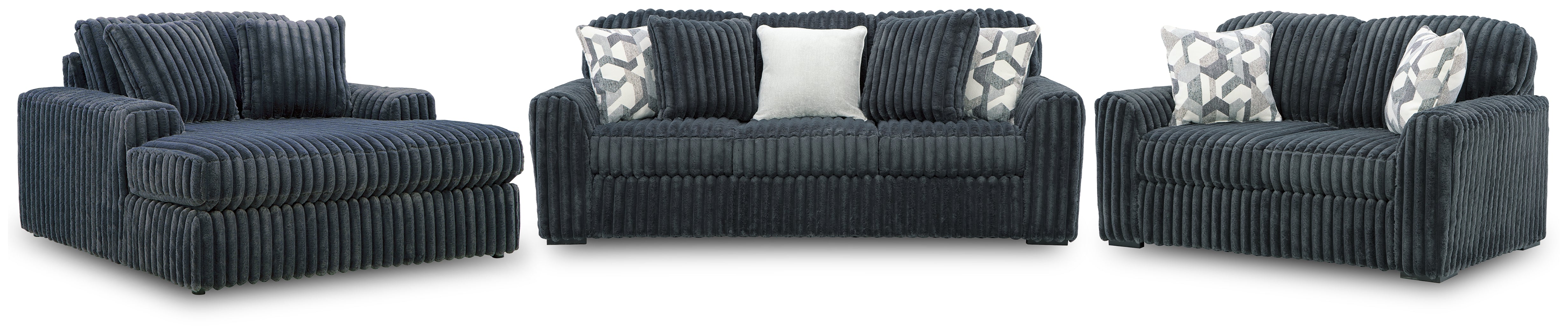 Best Deals Furniture - Ashley Furniture - Midnight-Madness Sofa, Loveseat and Oversized Chaise - Sofa, Loveseat and Oversized Chaise - 98105U2