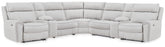 Best Deals Furniture - Ashley Furniture - Social Pointe 7-Piece Reclining Sectional with Storage Consoles - 7-Piece Reclining Sectional with Storage Consoles - PC98802S34
