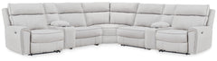 Best Deals Furniture - Ashley Furniture - Social Pointe 7-Piece Reclining Sectional with Storage Consoles - 7-Piece Reclining Sectional with Storage Consoles - PC98802S34