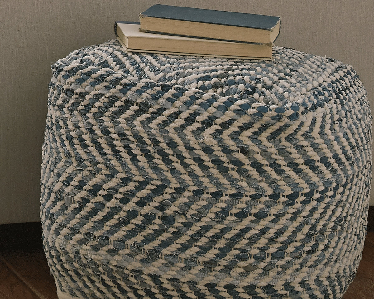 Best Deals Furniture - Ashley Furniture - Chevron Pouf - Pouf - A1000445