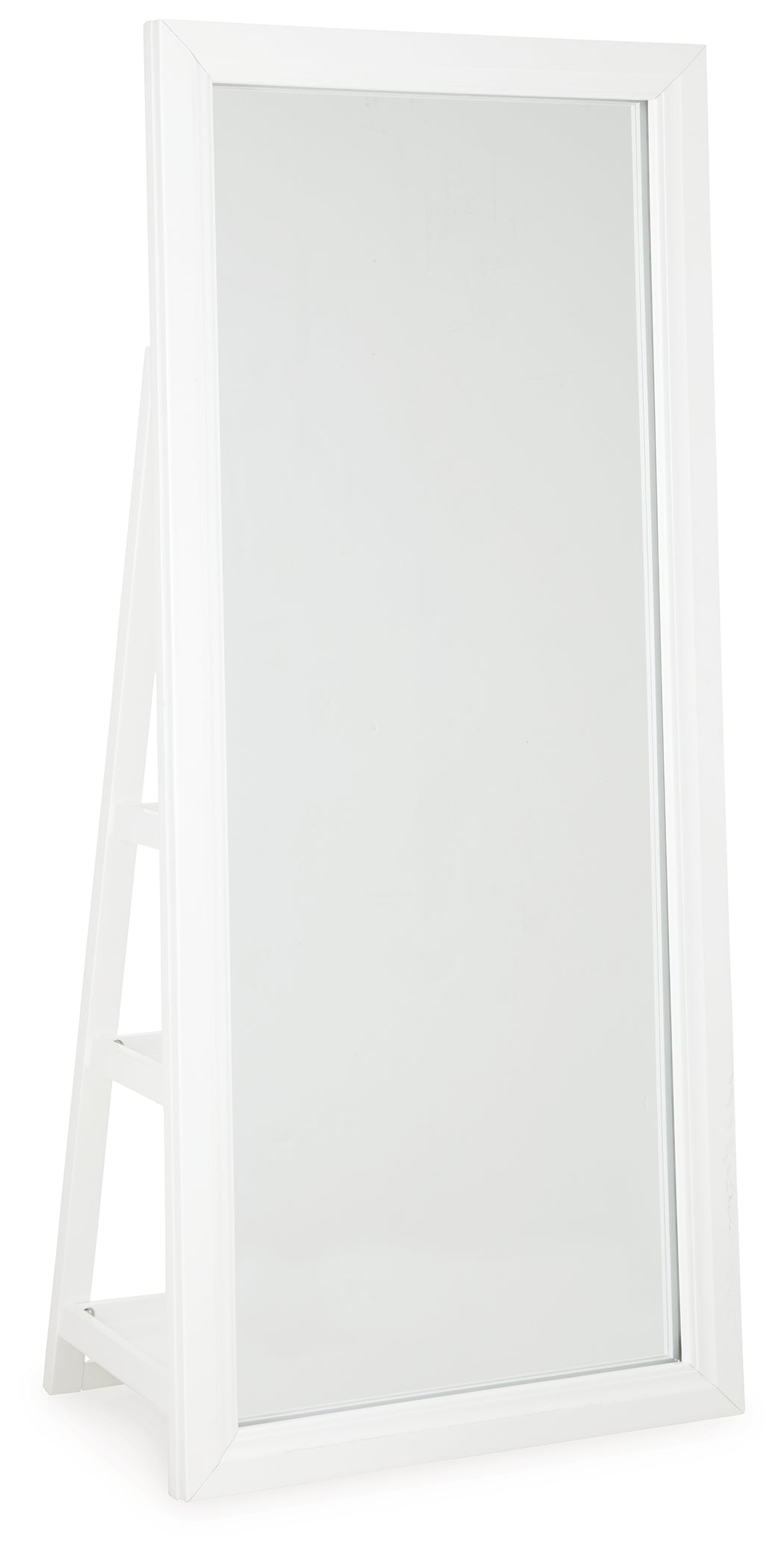 Best Deals Furniture - Ashley Furniture - Evesen Floor Standing Mirror/Storage - Floor Standing Mirror/Storage / White - A8010383