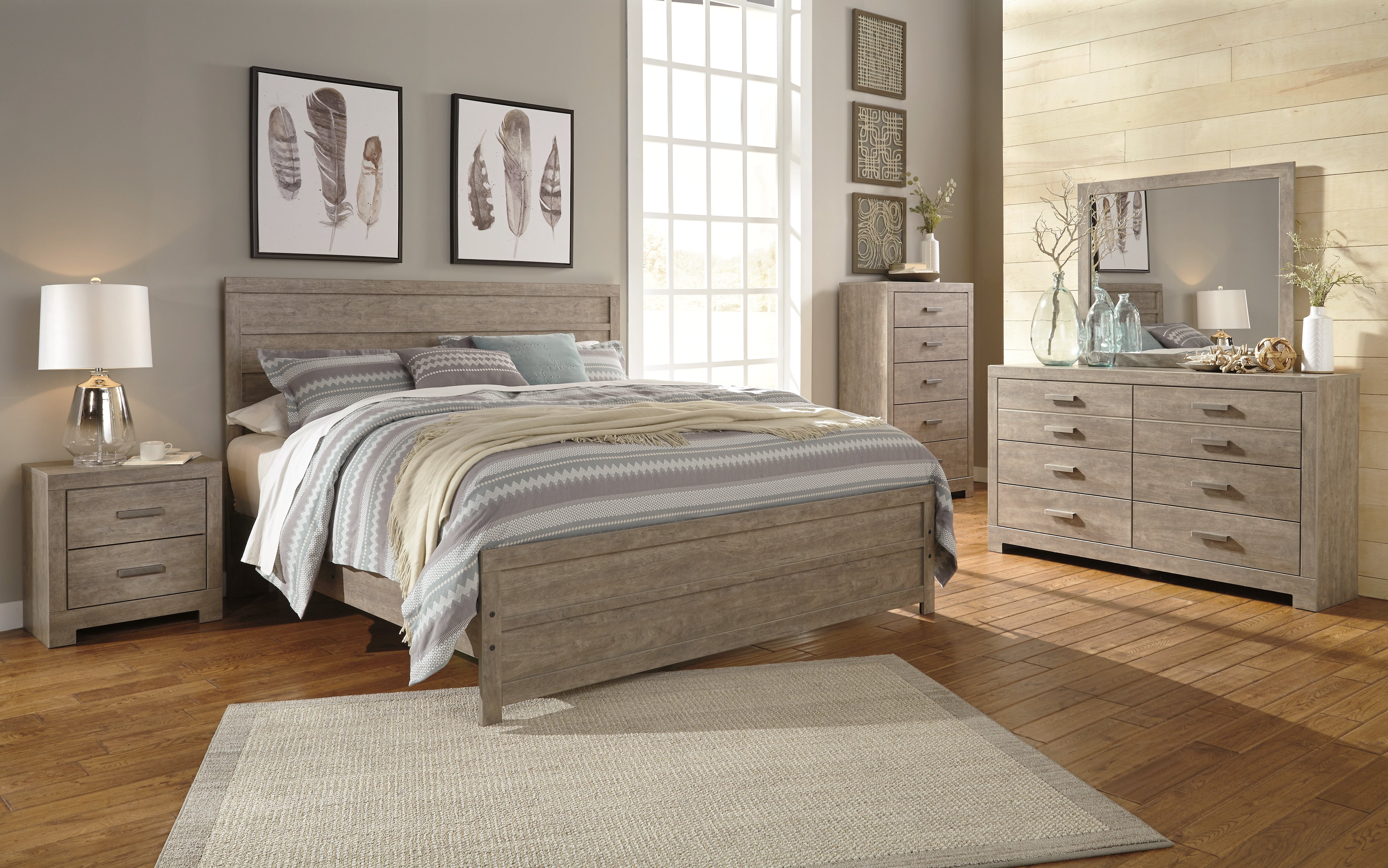 Best Deals Furniture - Ashley Furniture - Culverbach King Panel Bed, Dresser, Mirror, Chest and Nightstand - King Panel Bed, Dresser, Mirror, Chest and Nightstand - B070B19