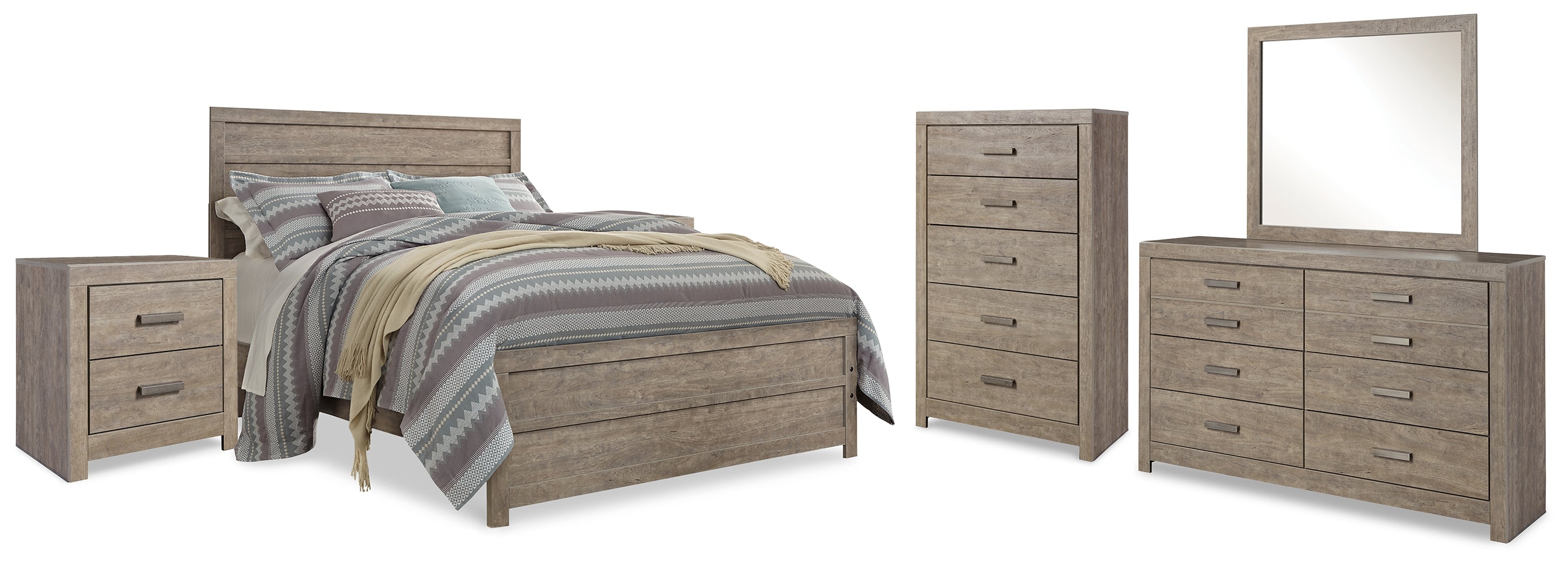 Best Deals Furniture - Ashley Furniture - Culverbach Queen Panel Bed, Dresser, Mirror, Chest and 2 Nightstands - Queen Panel Bed, Dresser, Mirror, Chest and 2 Nightstands - B070B20