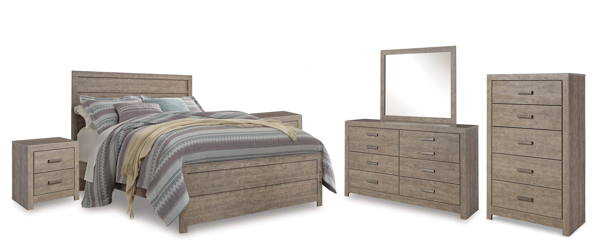 Best Deals Furniture - Ashley Furniture - Culverbach Queen Panel Bed with Dresser and Mirror, Chest and 2 Nightstands - Queen Panel Bed with Dresser, Mirror, Chest and 2 Nightstands - B070B13