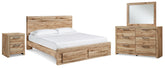 Best Deals Furniture - Ashley Furniture - Hyanna Queen Panel Storage Bed, Dresser, Mirror and Nightstand - Queen Panel Storage Bed, Dresser, Mirror and Nightstand - B1050B15