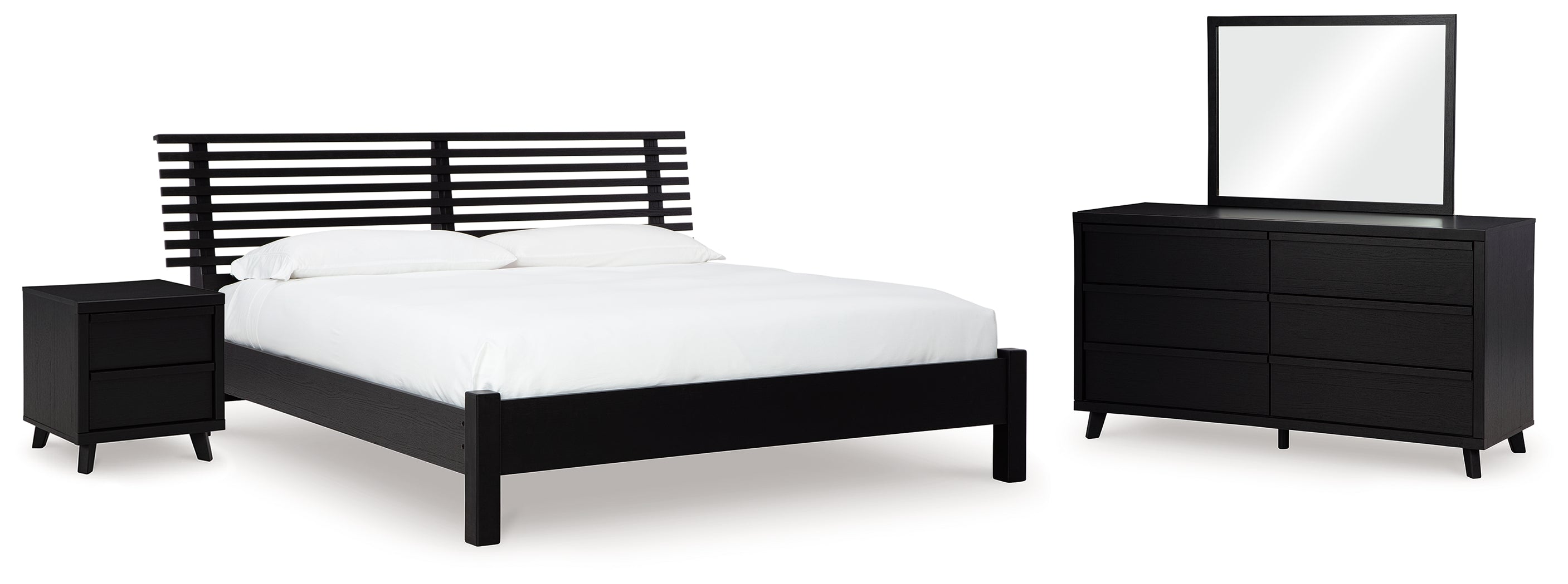Best Deals Furniture - Ashley Furniture - Danziar King Slat Panel Bed, Dresser, Mirror and Nightstand - King Slat Panel Bed, Dresser, Mirror and Nightstand - B1013B32