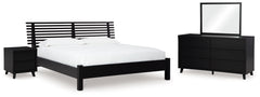 Best Deals Furniture - Ashley Furniture - Danziar King Slat Panel Bed, Dresser, Mirror and Nightstand - King Slat Panel Bed, Dresser, Mirror and Nightstand - B1013B32