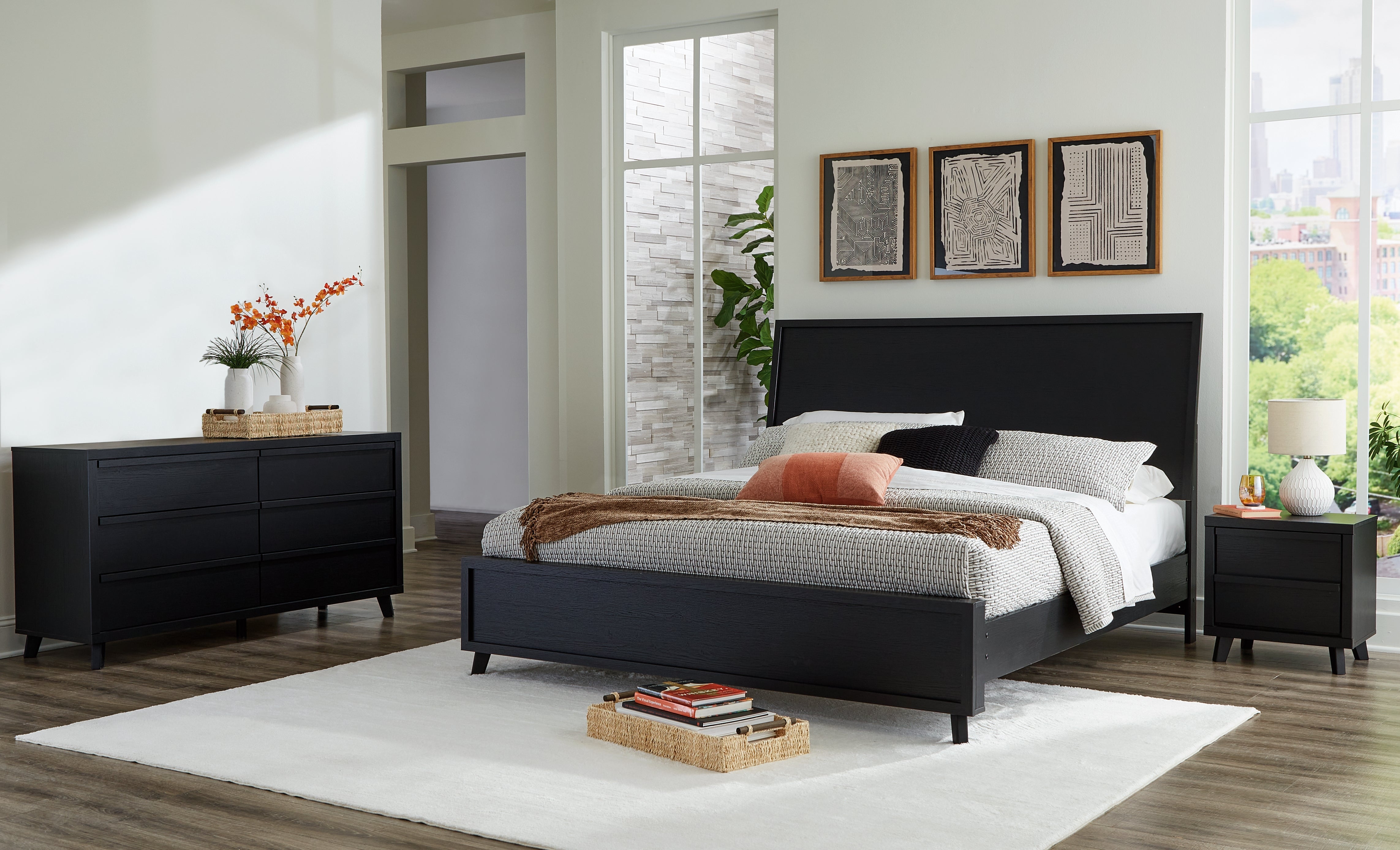 Best Deals Furniture - Ashley Furniture - Danziar Queen Panel Bed, Dresser and Nightstand - Queen Panel Bed, Dresser and Nightstand - B1013B12
