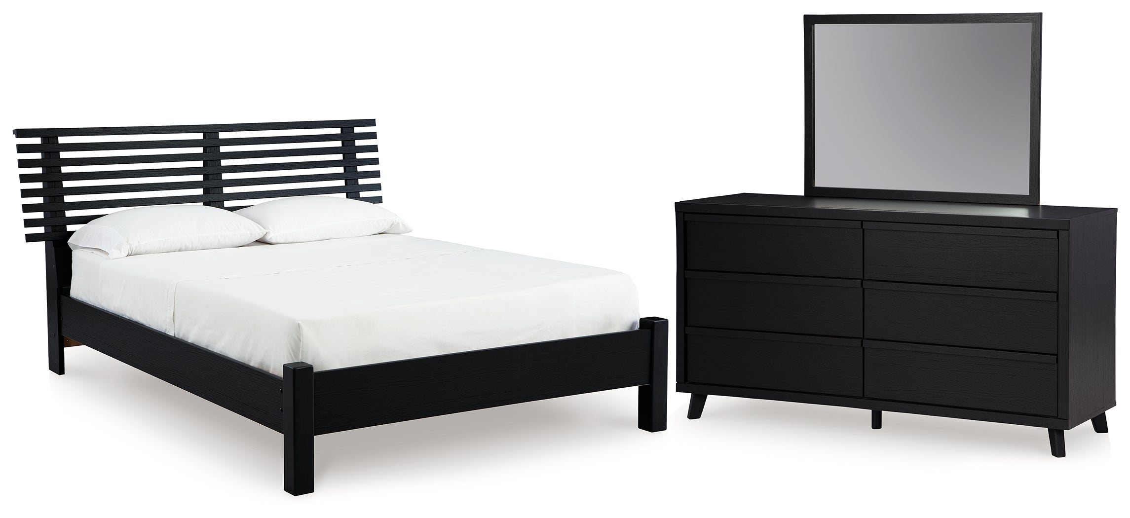 Best Deals Furniture - Ashley Furniture - Danziar Full Panel Slat Bed, Dresser and Mirror - Full Panel Slat Bed, Dresser and Mirror - B1013B21