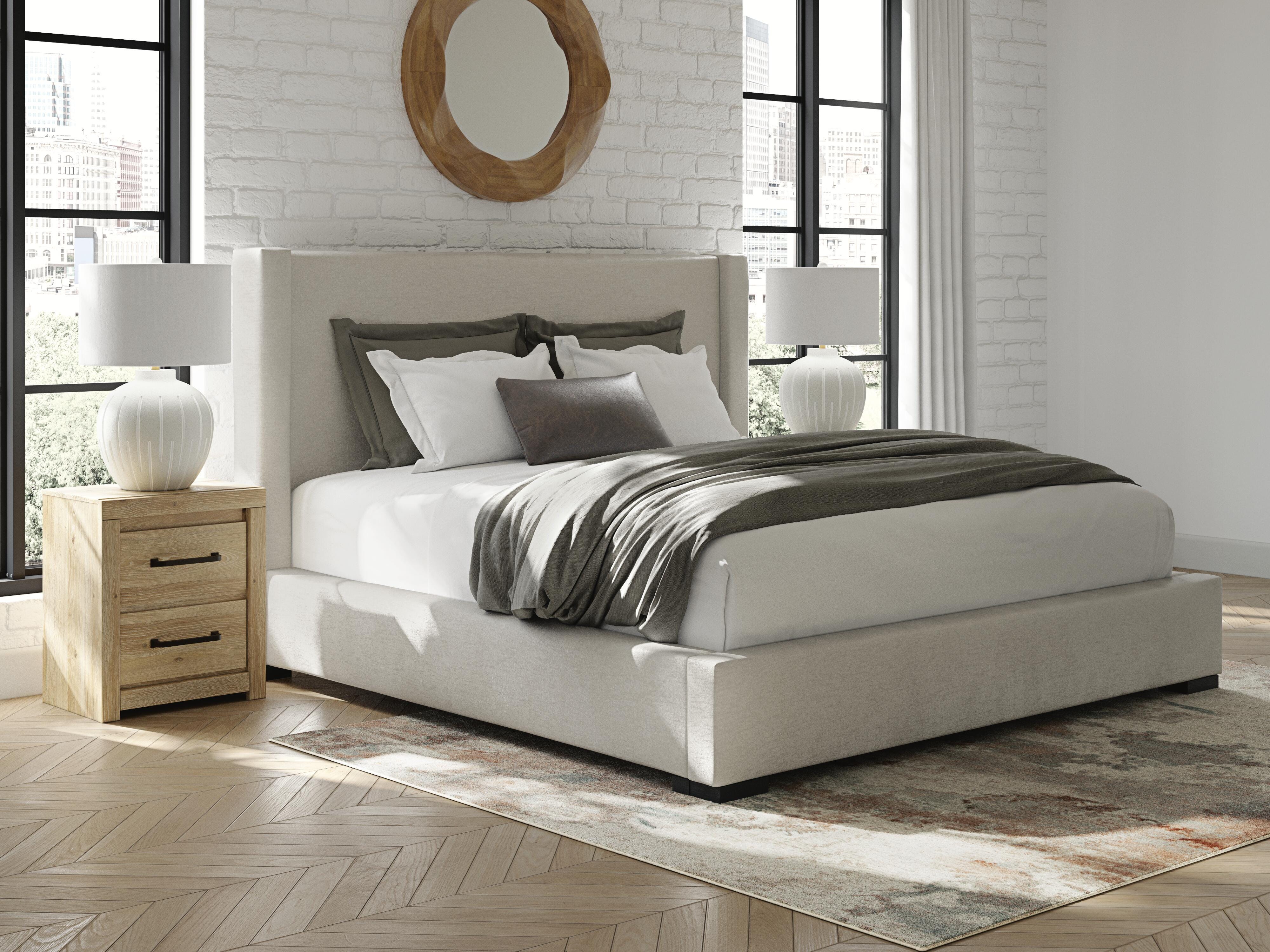 Best Deals Furniture - Ashley Furniture - Brozmont King Upholstered Storage Bed - King Upholstered Storage Bed - B1045B14