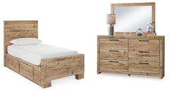 Best Deals Furniture - Ashley Furniture - Hyanna Twin Panel Bed with 1 Side Storage, Dresser and Mirror - Twin Panel Bed with 1 Side Storage, Dresser and Mirror - B1050B26