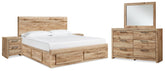 Best Deals Furniture - Ashley Furniture - Hyanna Queen Panel Storage Bed, Dresser, Mirror and 2 Nightstands - Queen Panel Storage Bed, Dresser, Mirror and 2 Nightstands - B1050B71