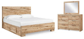 Best Deals Furniture - Ashley Furniture - Hyanna King Panel Bed with 2 Side Storage, Dresser and Mirror - King Panel Bed with 2 Side Storage, Dresser and Mirror - B1050B47
