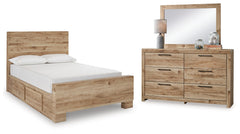 Best Deals Furniture - Ashley Furniture - Hyanna Full Panel Bed with 2 Side Storage, Dresser and Mirror - Full Panel Bed with 2 Side Storage, Dresser and Mirror - B1050B31