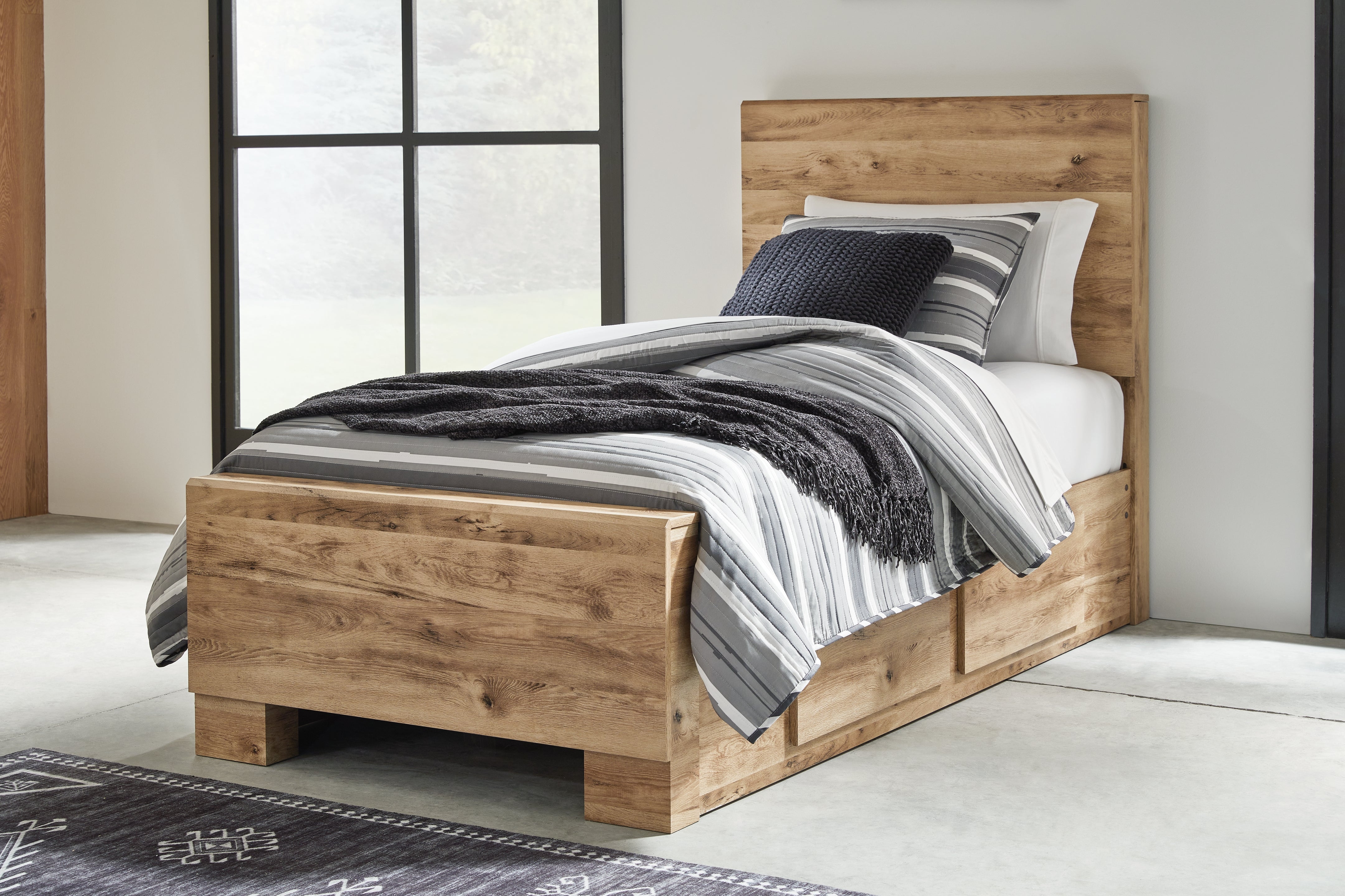 Best Deals Furniture - Ashley Furniture - Hyanna Twin Panel Bed with 1 Side Storage - Twin Panel Bed with 1 Side Storage - B1050B24