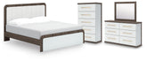 Best Deals Furniture - Ashley Furniture - Kendanport King Upholstered Bed, Dresser, Mirror and Chest - King Upholstered Bed, Dresser, Mirror and Chest - B1108B16