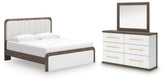 Best Deals Furniture - Ashley Furniture - Kendanport King Upholstered Bed, Dresser and Mirror - King Upholstered Bed, Dresser and Mirror - PCB1108B14