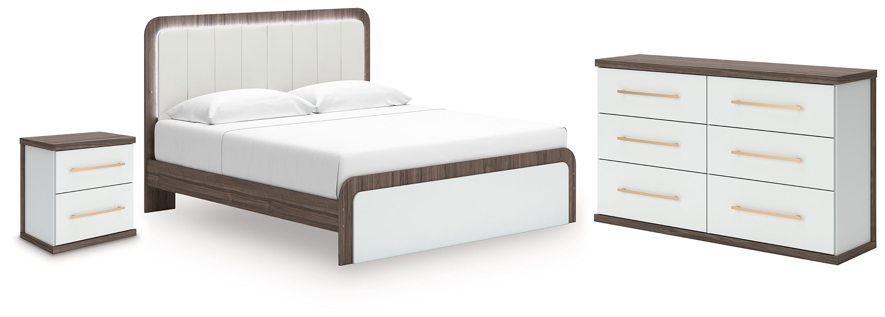 Best Deals Furniture - Ashley Furniture - Kendanport King Platform Bed, Dresser, Mirror and Nightstand - King Platform Bed, Dresser, Mirror and Nightstand - PCB1108B12