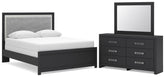 Best Deals Furniture - Ashley Furniture - Maeling Queen Upholstered Panel Bed, Dresser and Mirror - Queen Upholstered Panel Bed, Dresser and Mirror - PCB1115B7