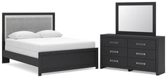 Best Deals Furniture - Ashley Furniture - Maeling Queen Upholstered Panel Bed, Dresser and Mirror - Queen Upholstered Panel Bed, Dresser and Mirror - PCB1115B7