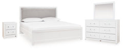 Best Deals Furniture - Ashley Furniture - Maeling Queen Upholstered Panel Bed, Dresser, Mirror and Nightstand - Queen Upholstered Panel Bed, Dresser, Mirror and Nightstand - PCB1119B10