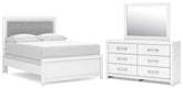 Best Deals Furniture - Ashley Furniture - Maeling Full Upholstered Panel Bed, Dresser and Mirror - Full Upholstered Panel Bed, Dresser and Mirror - PCB1119B7