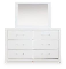 Maeling Full Upholstered Panel Bed, Dresser and Mirror