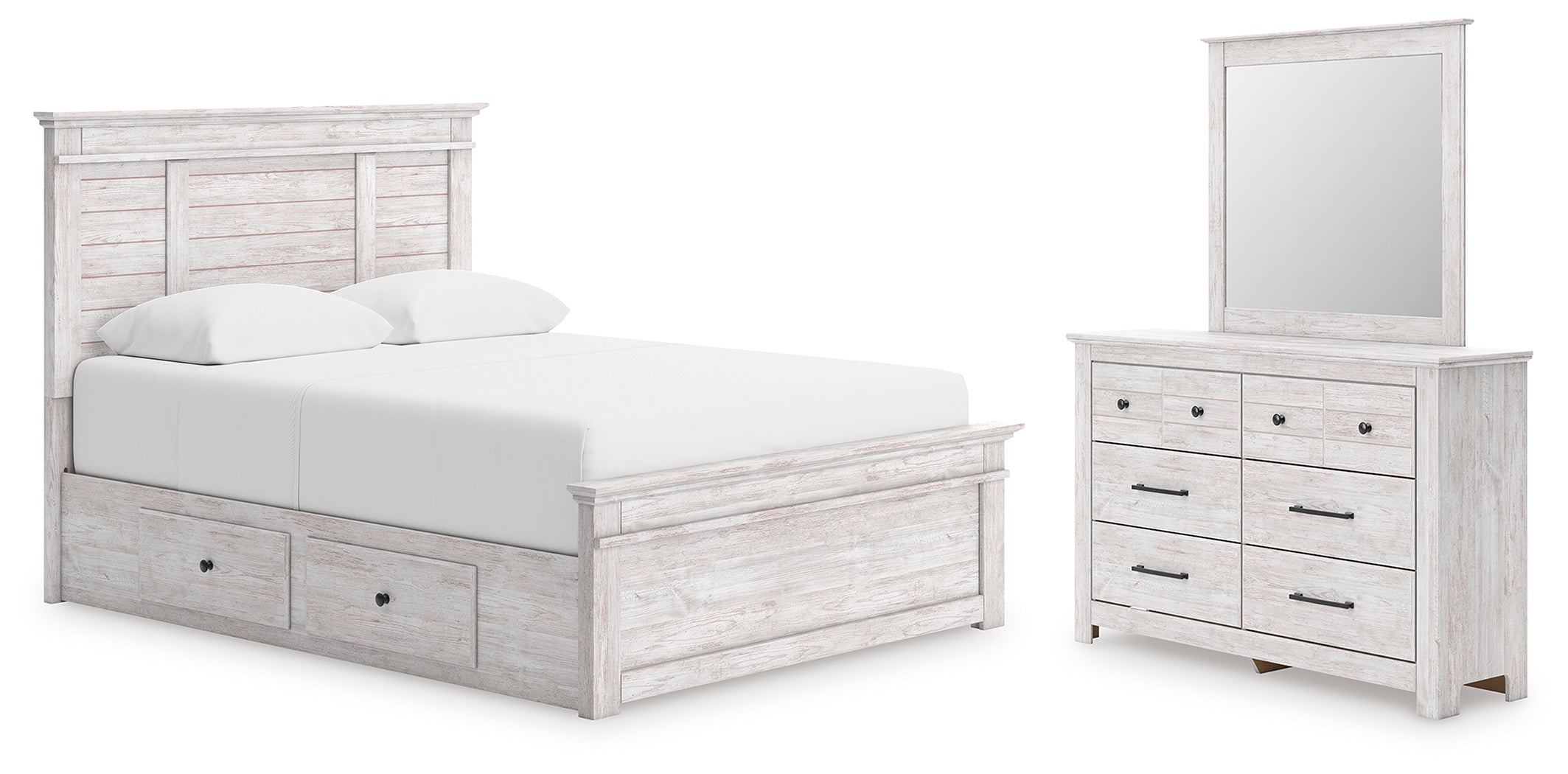Best Deals Furniture - Ashley Furniture - Makidern Queen Panel Bed with Storage, Dresser and Mirror - Queen Panel Bed with Storage, Dresser and Mirror - PCB1171B6