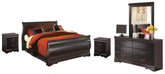 Best Deals Furniture - Ashley Furniture - Huey Vineyard Queen Sleigh Bed with Mirrored Dresser and 2 Nightstands - Queen Sleigh Bed with Mirrored Dresser and 2 Nightstands - B128B15