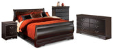 Best Deals Furniture - Ashley Furniture - Huey Vineyard Queen Sleigh Bed, Dresser, Chest and Nightstand - Queen Sleigh Bed, Dresser, Chest and Nightstand - B128B19