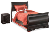 Best Deals Furniture - Ashley Furniture - Huey Vineyard Twin Sleigh Bed and Nightstand - Twin Sleigh Bed and Nightstand - B128B41