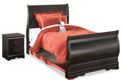 Best Deals Furniture - Ashley Furniture - Huey Vineyard Twin Sleigh Bed and Nightstand - Twin Sleigh Bed and Nightstand - B128B41